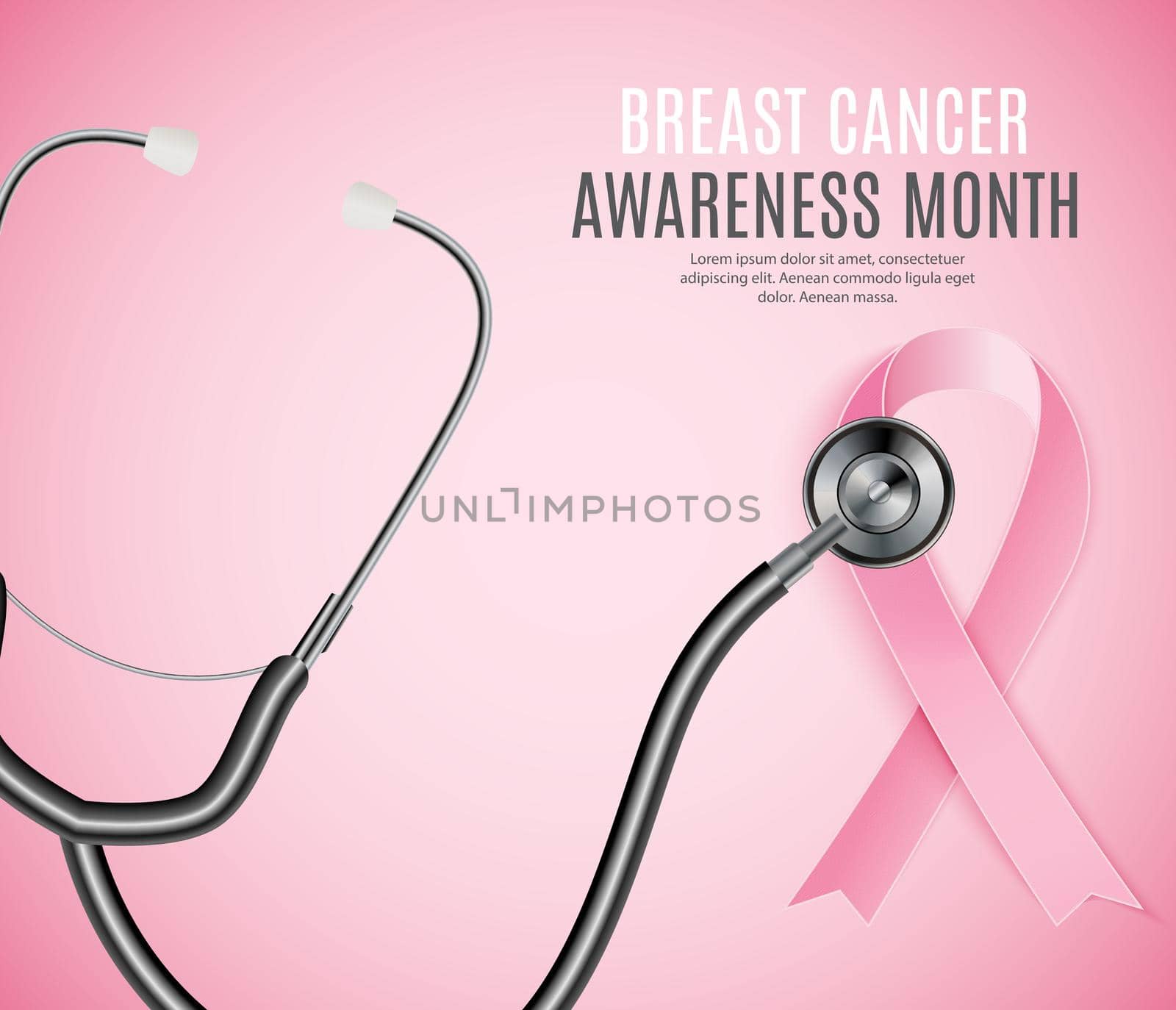 Breast Cancer Awareness Month Pink Ribbon Background Vector Illustration EPS10