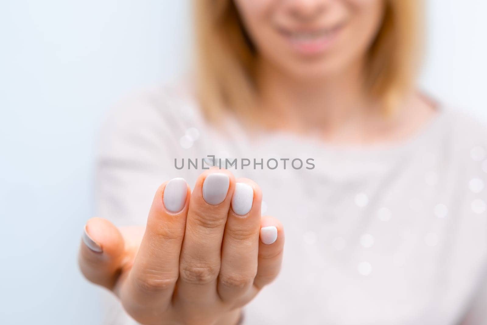 Contact eye lens on the tip of the finger. Eye health care concept.