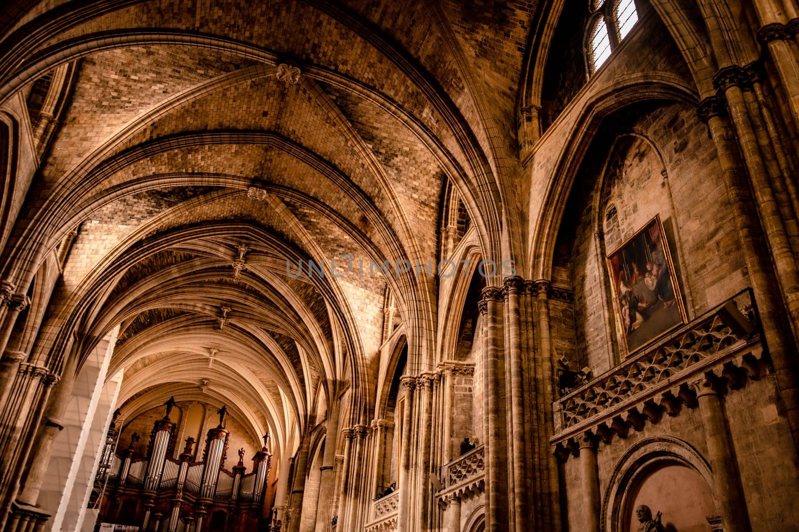 Bordeaux, France - 28 August 2022: Bordeaux Cathedral inside, Roman Catholic Saint Andrew church. Famous Bordeaux tourist sigthseen building.