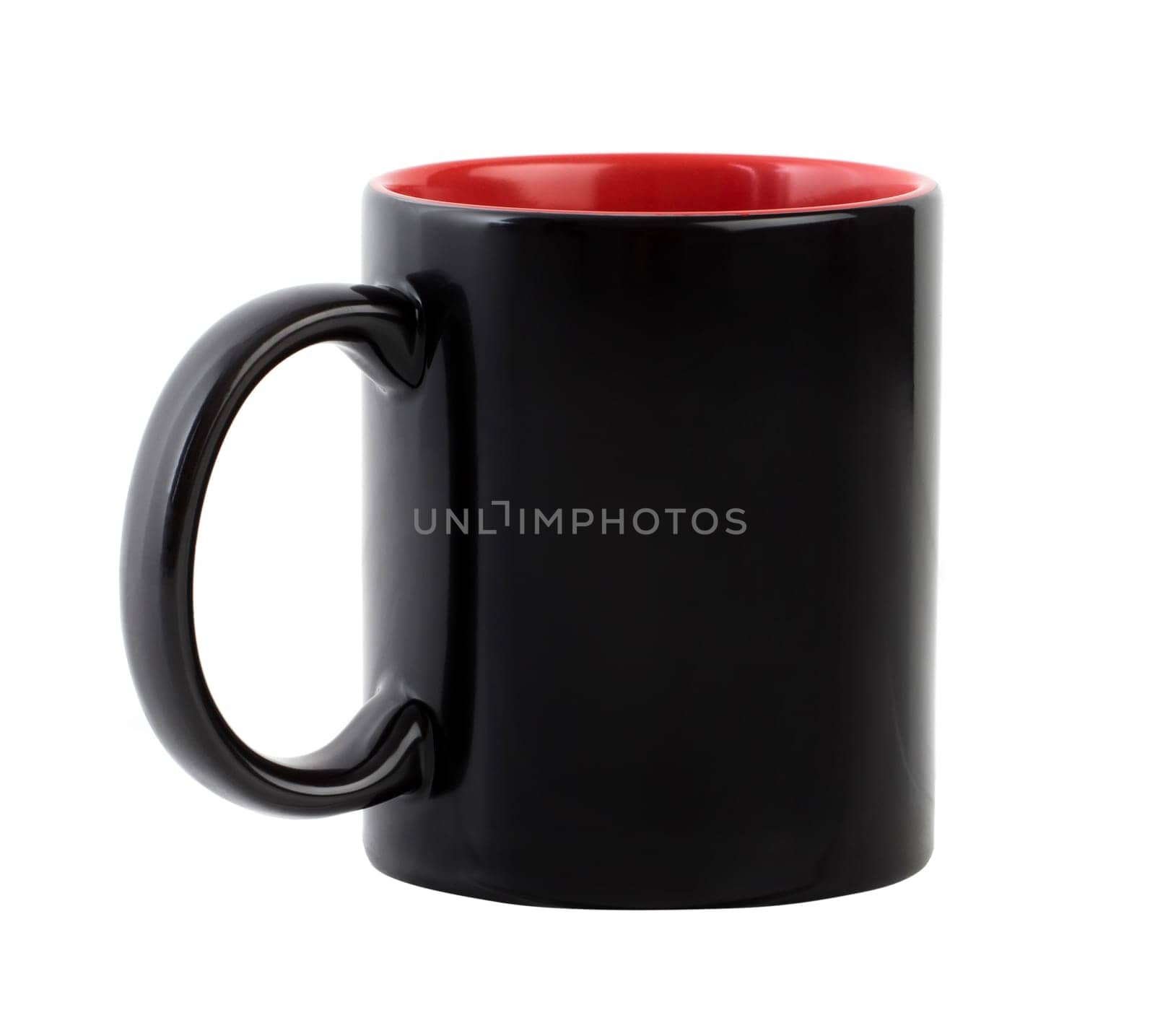 Blank black cup with red isolated on white background