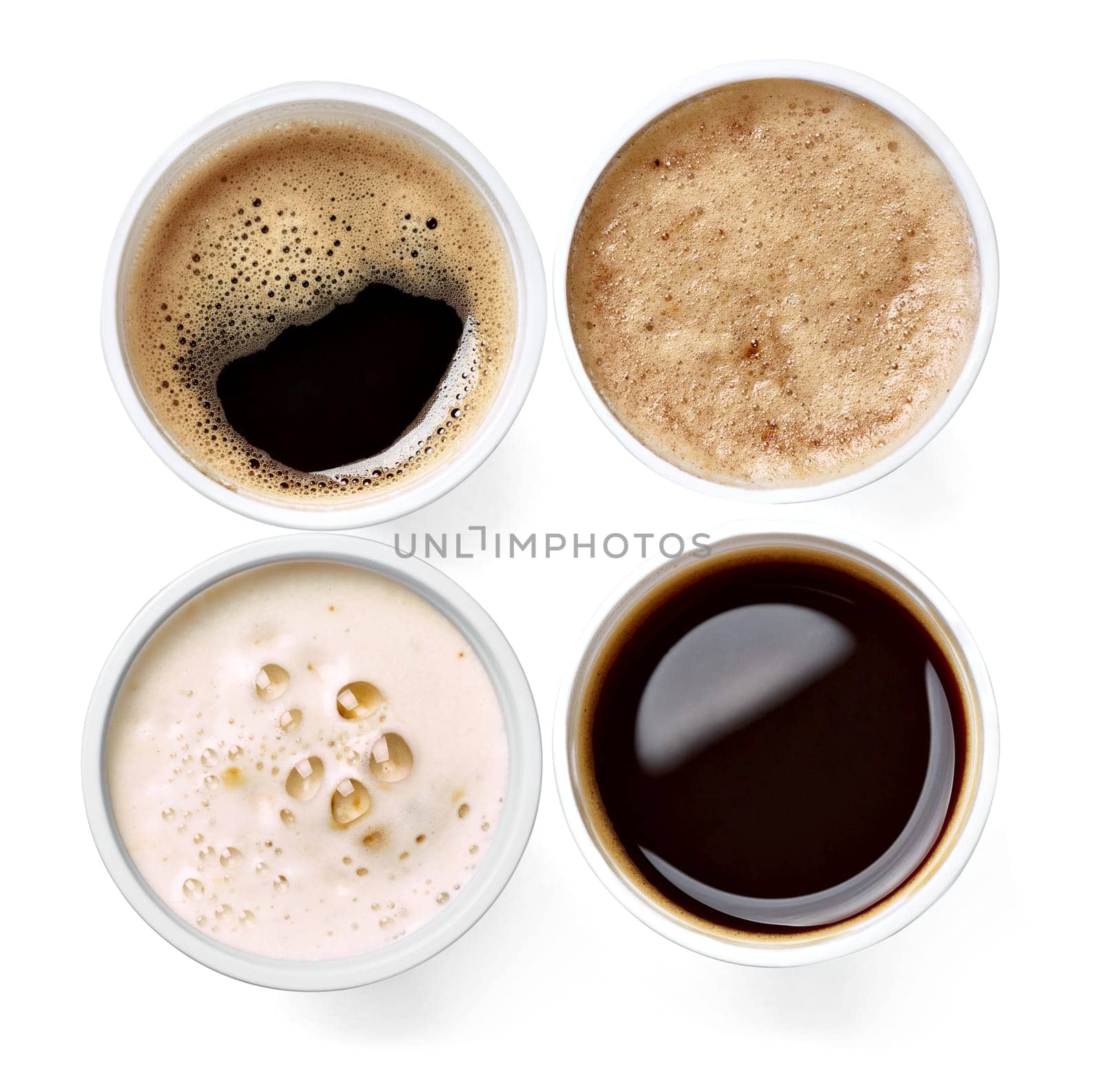 close up of a coffee in a cup on white background
