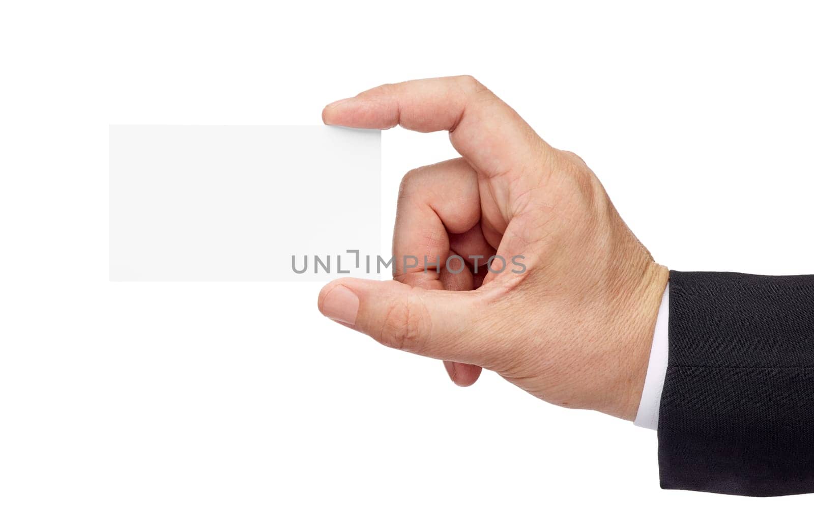 note paper card blank sign hand holding businessman suit by Picsfive