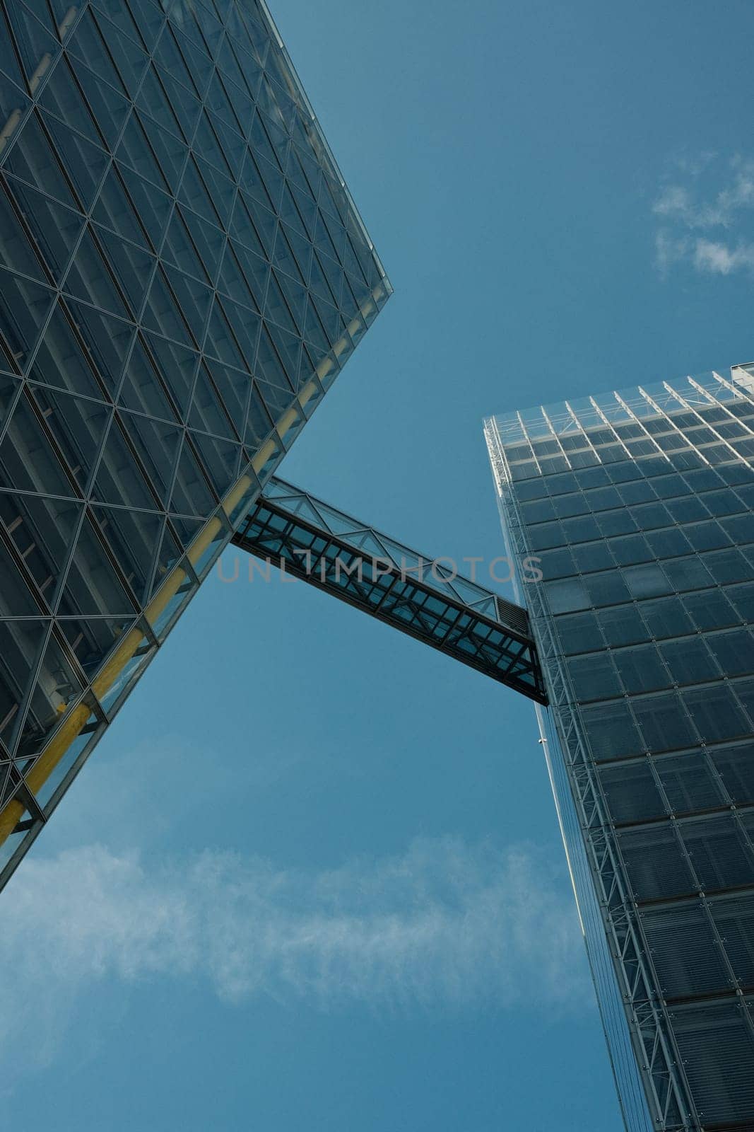 Glass sky bridge at the LVM skyscrapers in Muenster, Germany