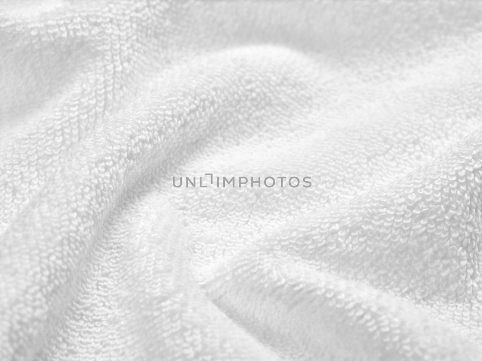 close up of a white towel bathroom on white background