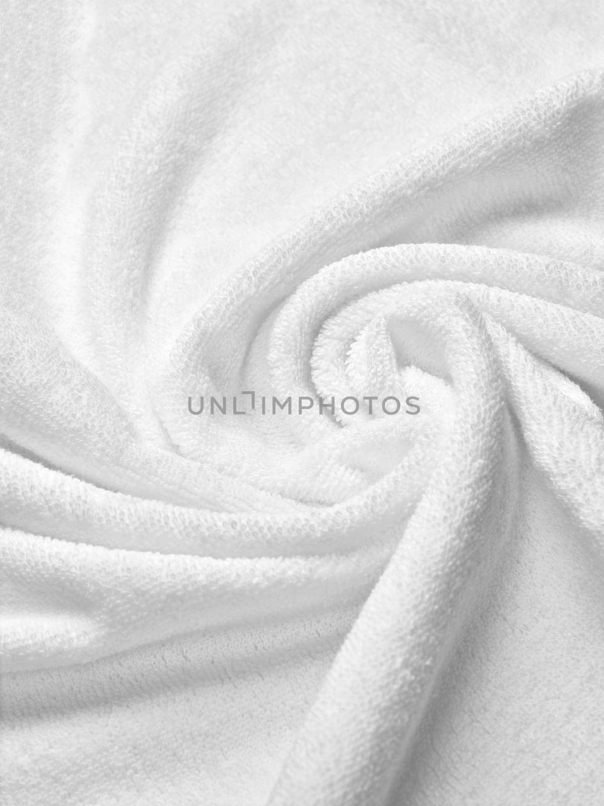 close up of a white towel bathroom on white background