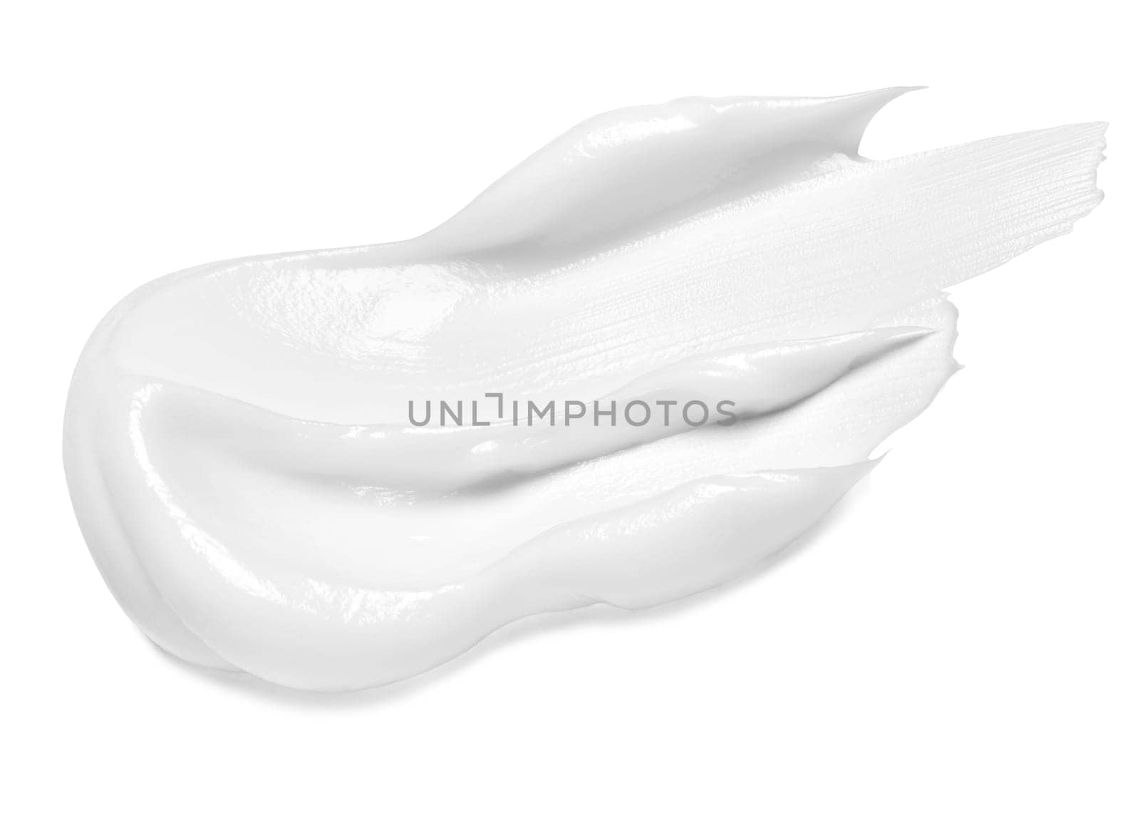 close up of a white cream sample on white background