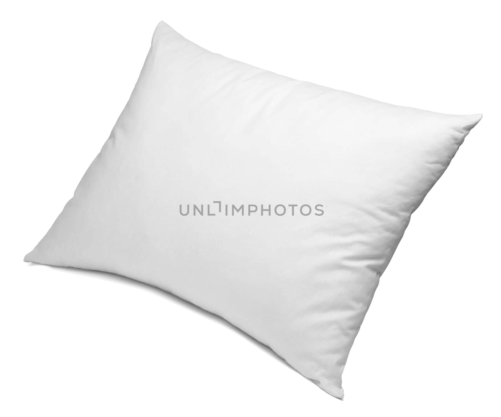 close up of a white pillow on white background