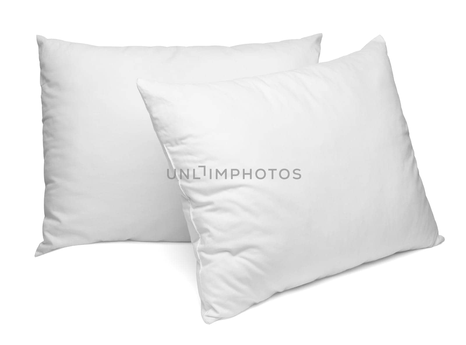 close up of a white pillow on white background