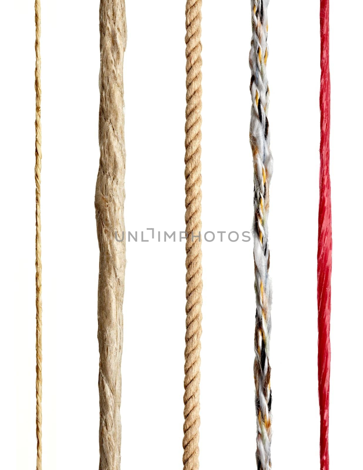 close up of a rope string on white background