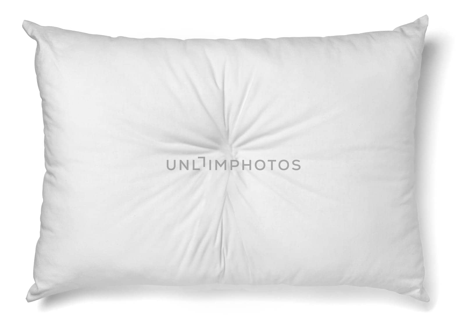 close up of a white pillow on white background