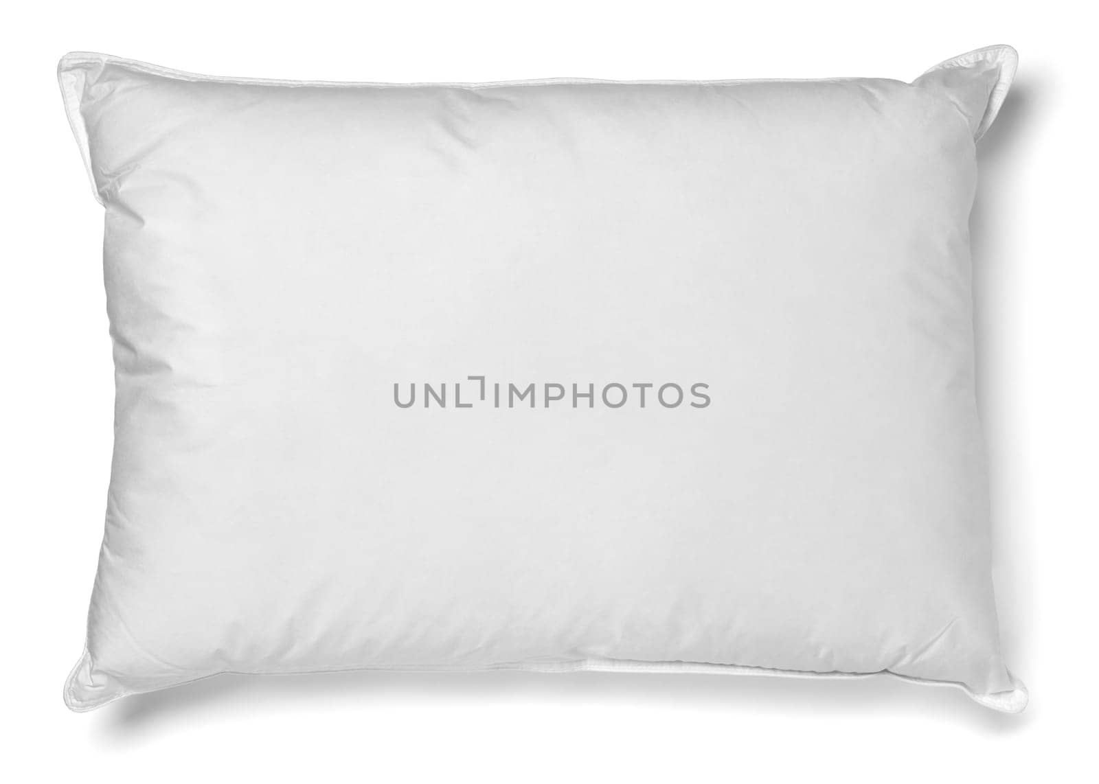 close up of a white pillow on white background