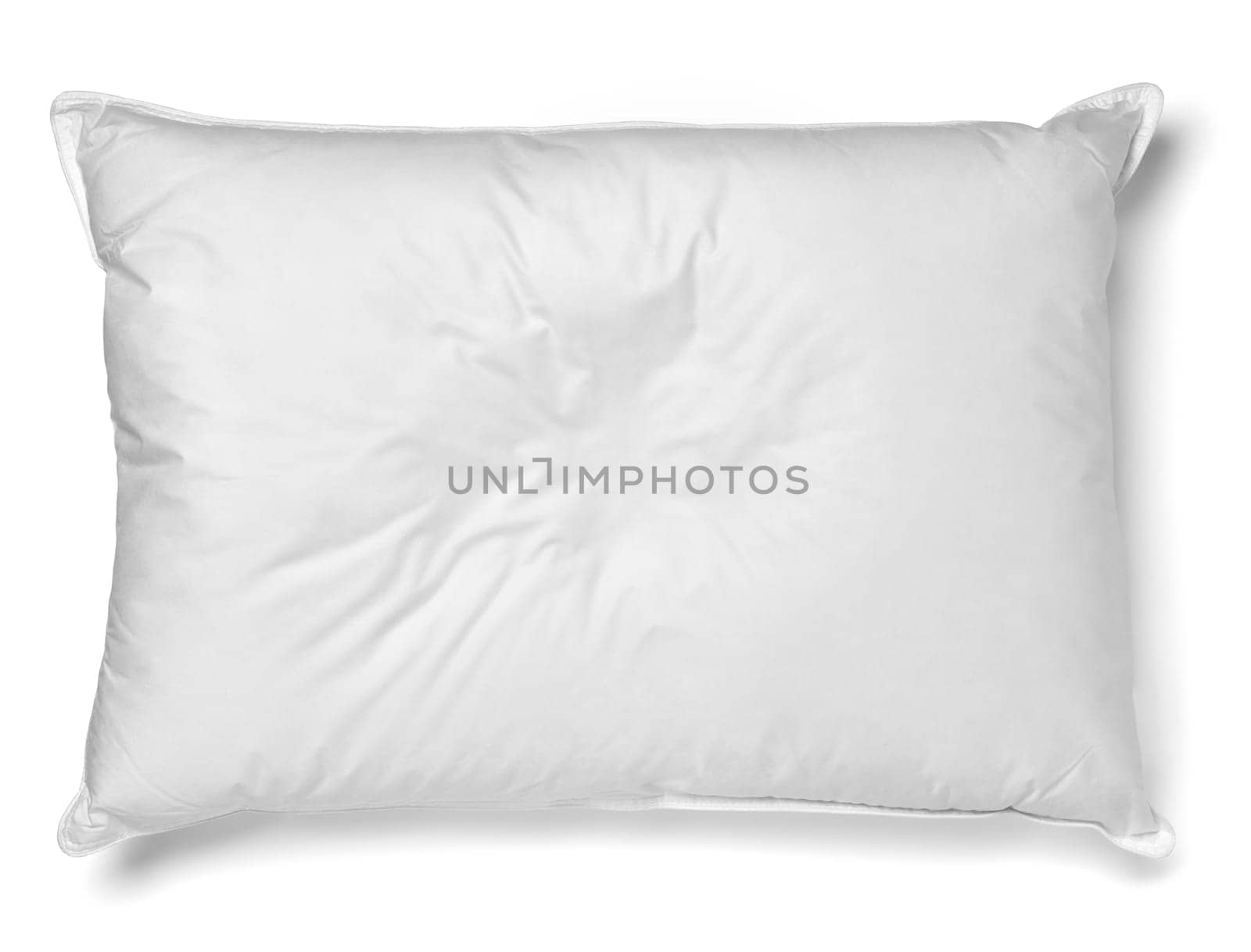 close up of a white pillow on white background