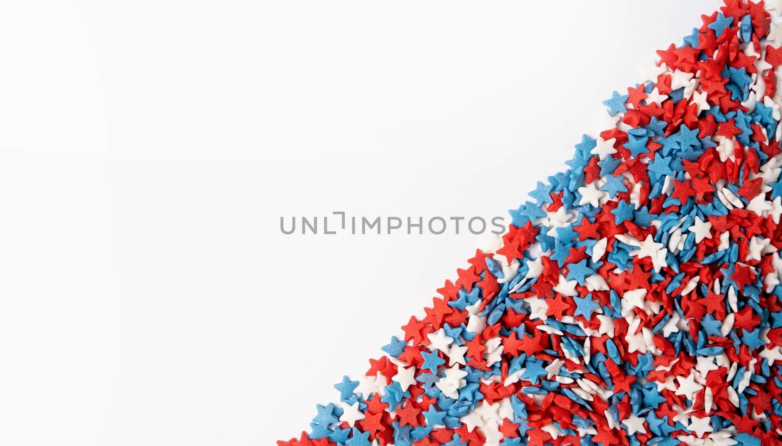 4th of July American Independence Day sprinkles decorations frame on white background, mockup