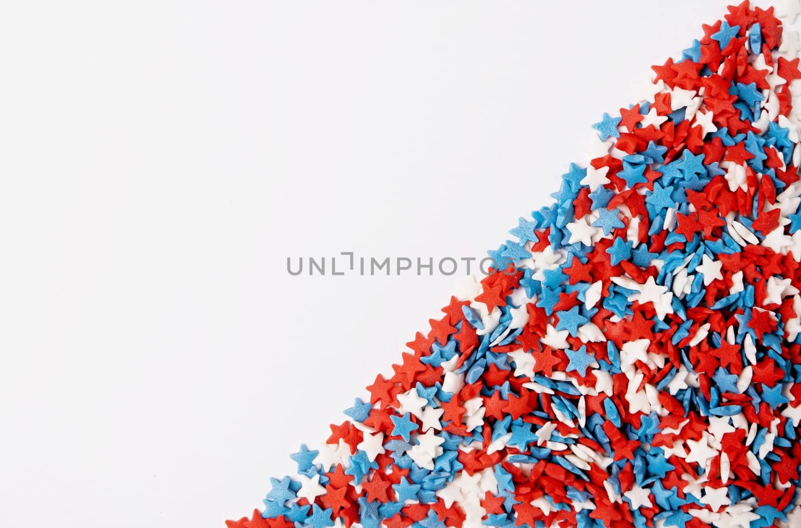 4th of July American Independence Day sprinkles decorations frame on white background, mockup