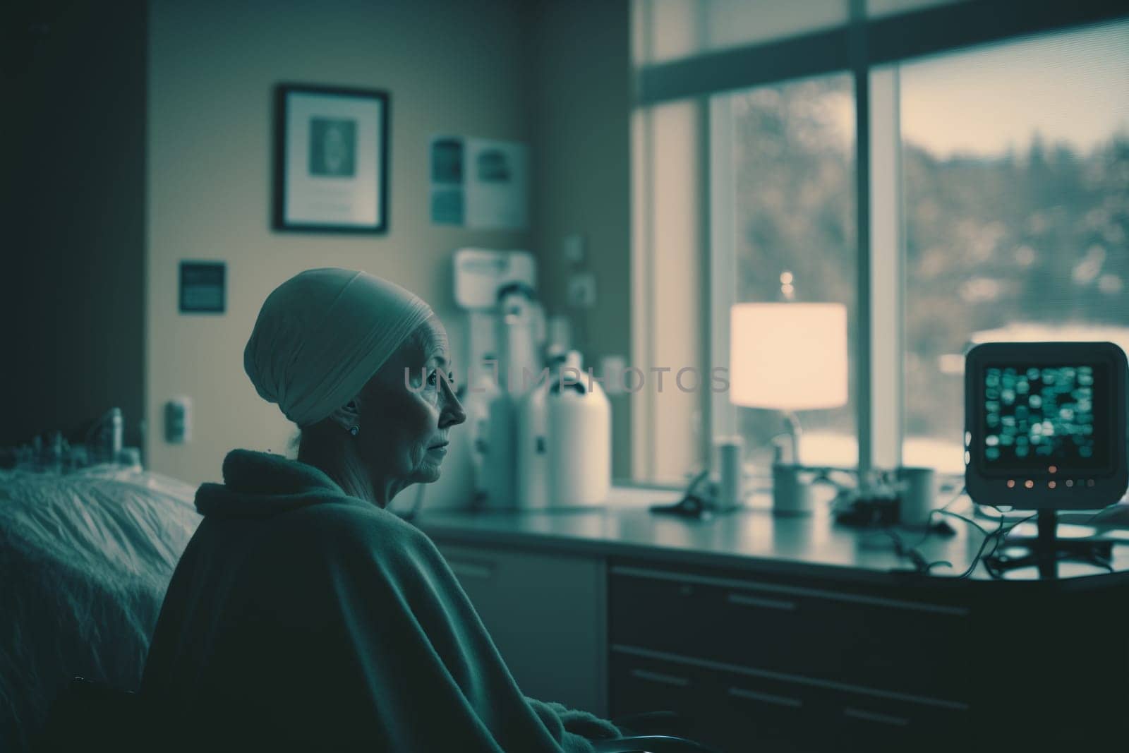 Oncology. Cancer cells. Chemotherapy. Portrait patient feels optimistic, supports sick people, volunteers. Faith in the future. Fighting to win. Treatment and recovery. .