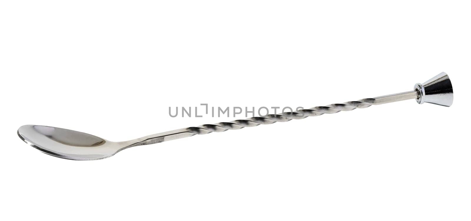 Barista metal spoon on white isolated background