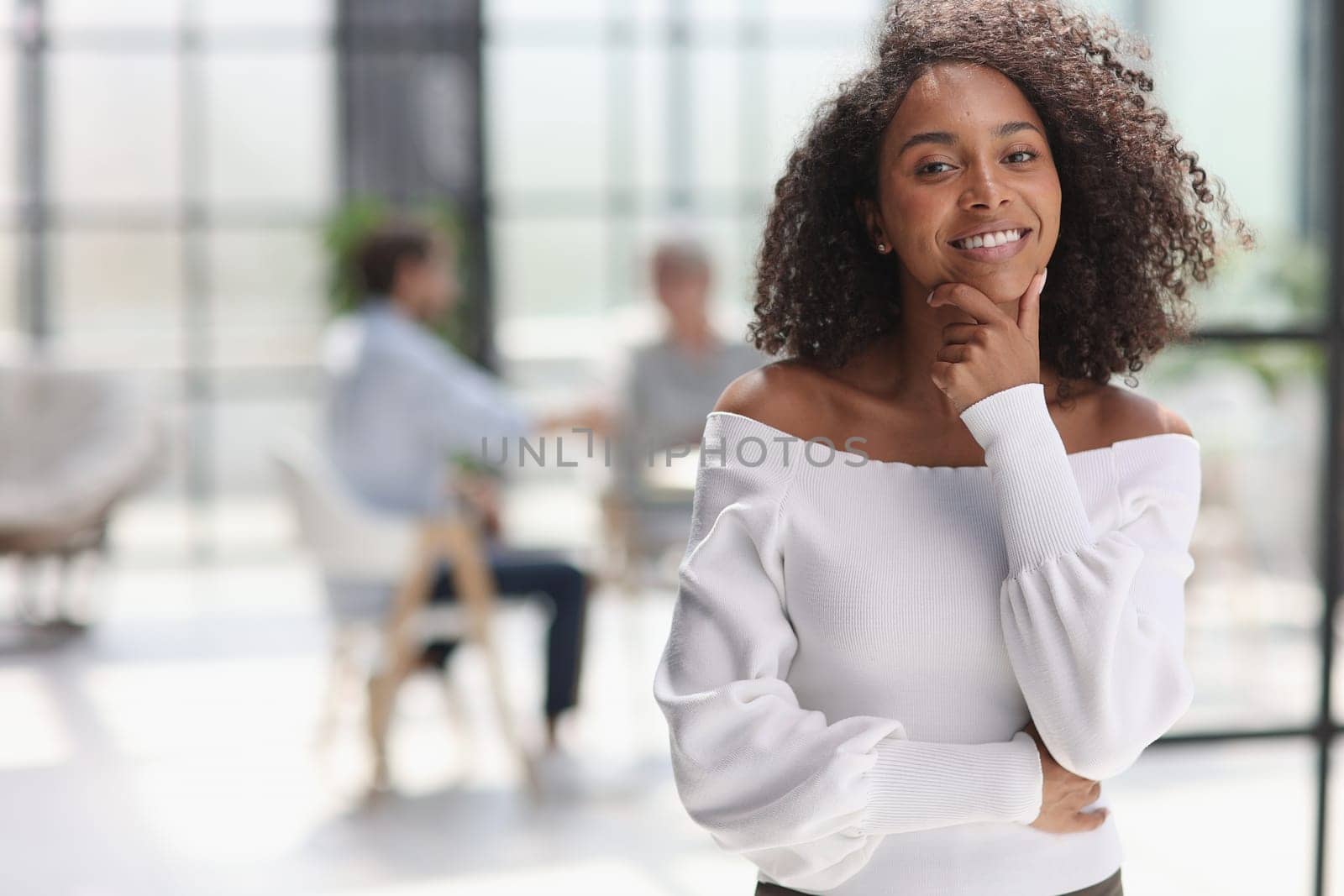 Portrait of an African American young business woman working in the office by Prosto