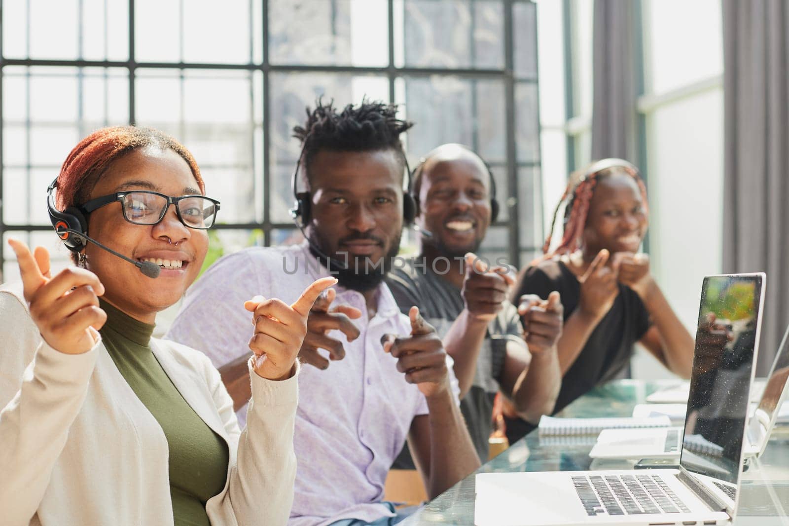 Portrait African-American businessteam in a call center
