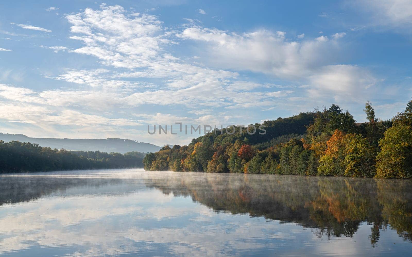 Panoramic image of Lake Henne close to Meschede; Sauerland, Germany