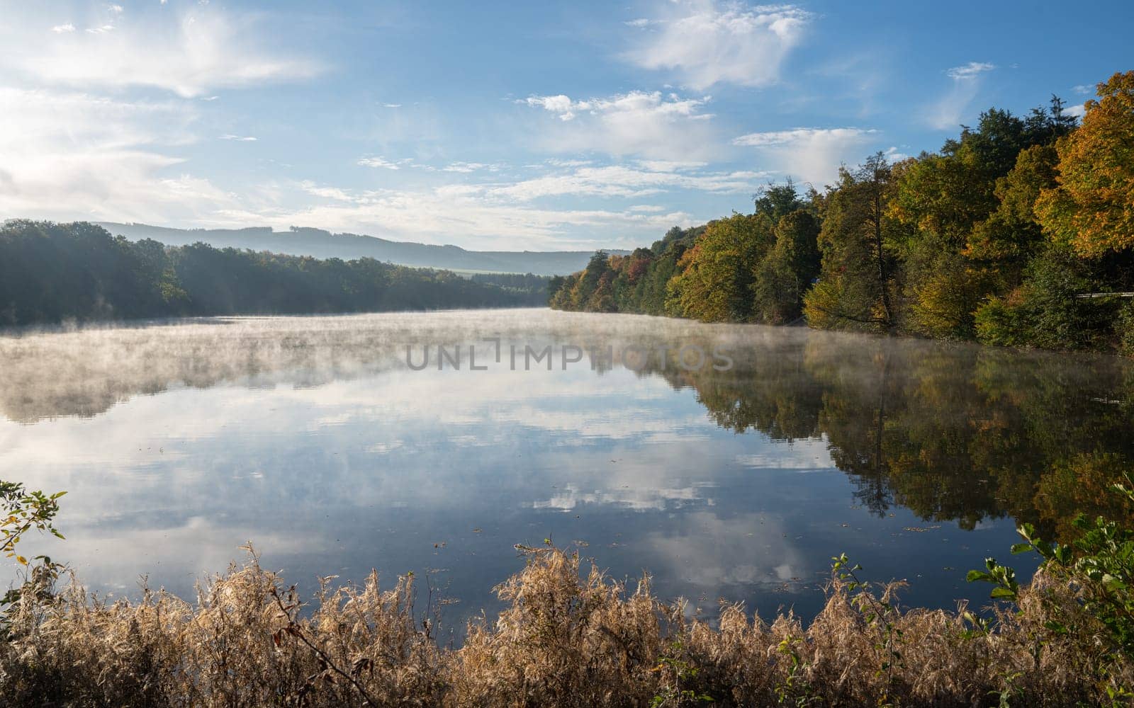 Panoramic image of Lake Henne close to Meschede; Sauerland, Germany
