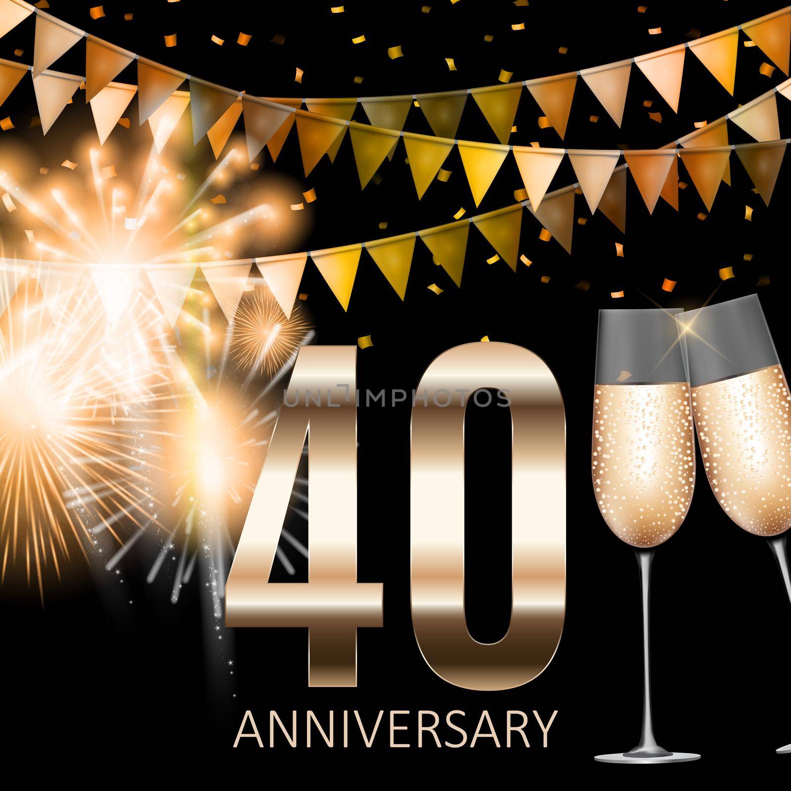 40 Anniversary emblem template design background. Vector Illustration by yganko