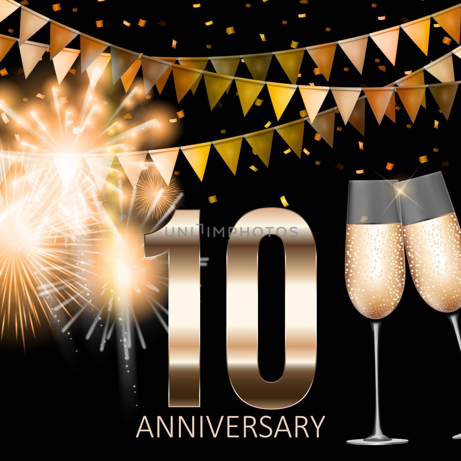 10 Anniversary emblem template design background. Vector Illustration by yganko