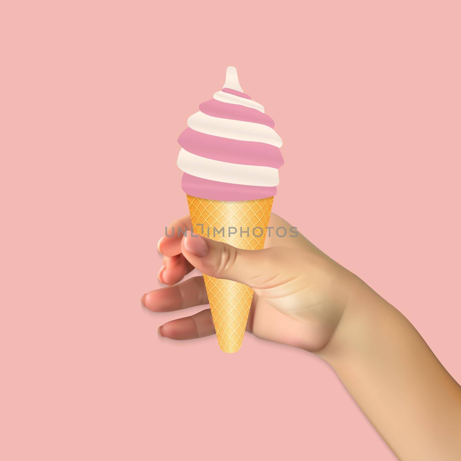 human hand holds Ice Cream Food Icon Vector Illustration by yganko