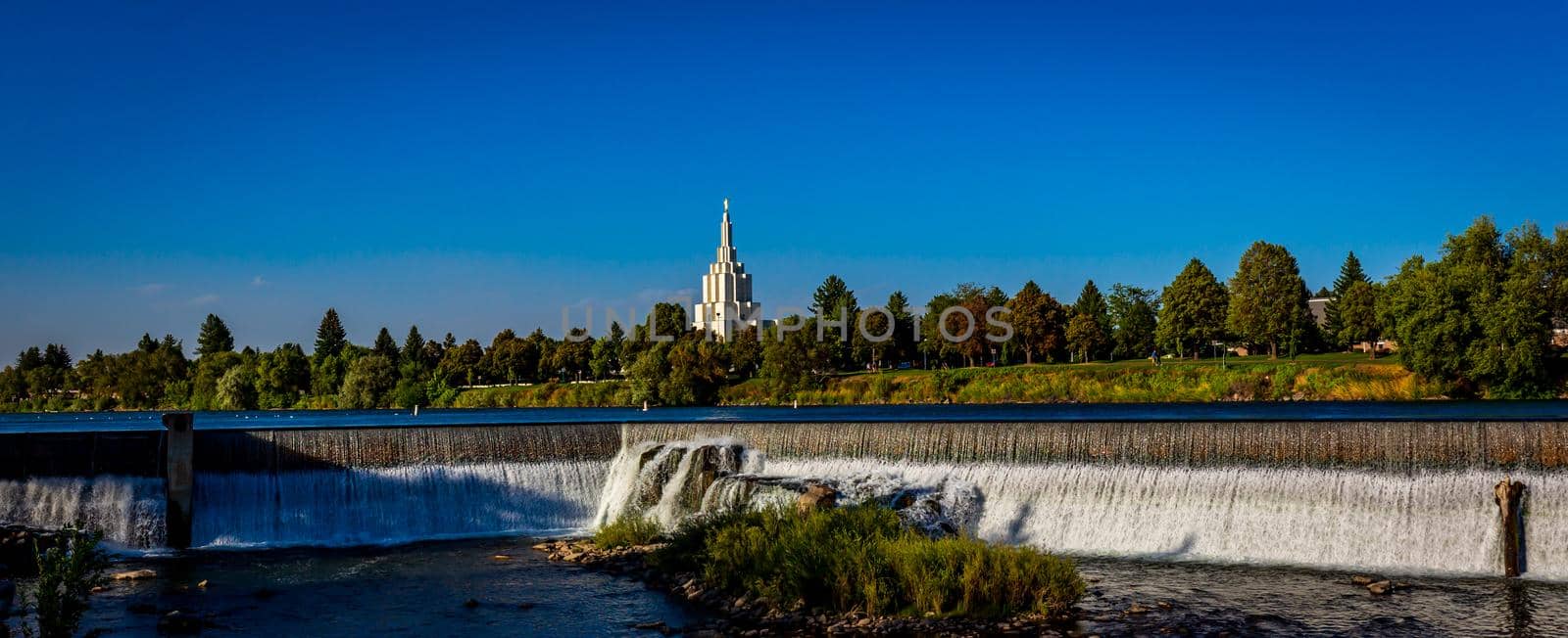 Mormon Temple in Idaho Falls, with Angel Moroni statue atop