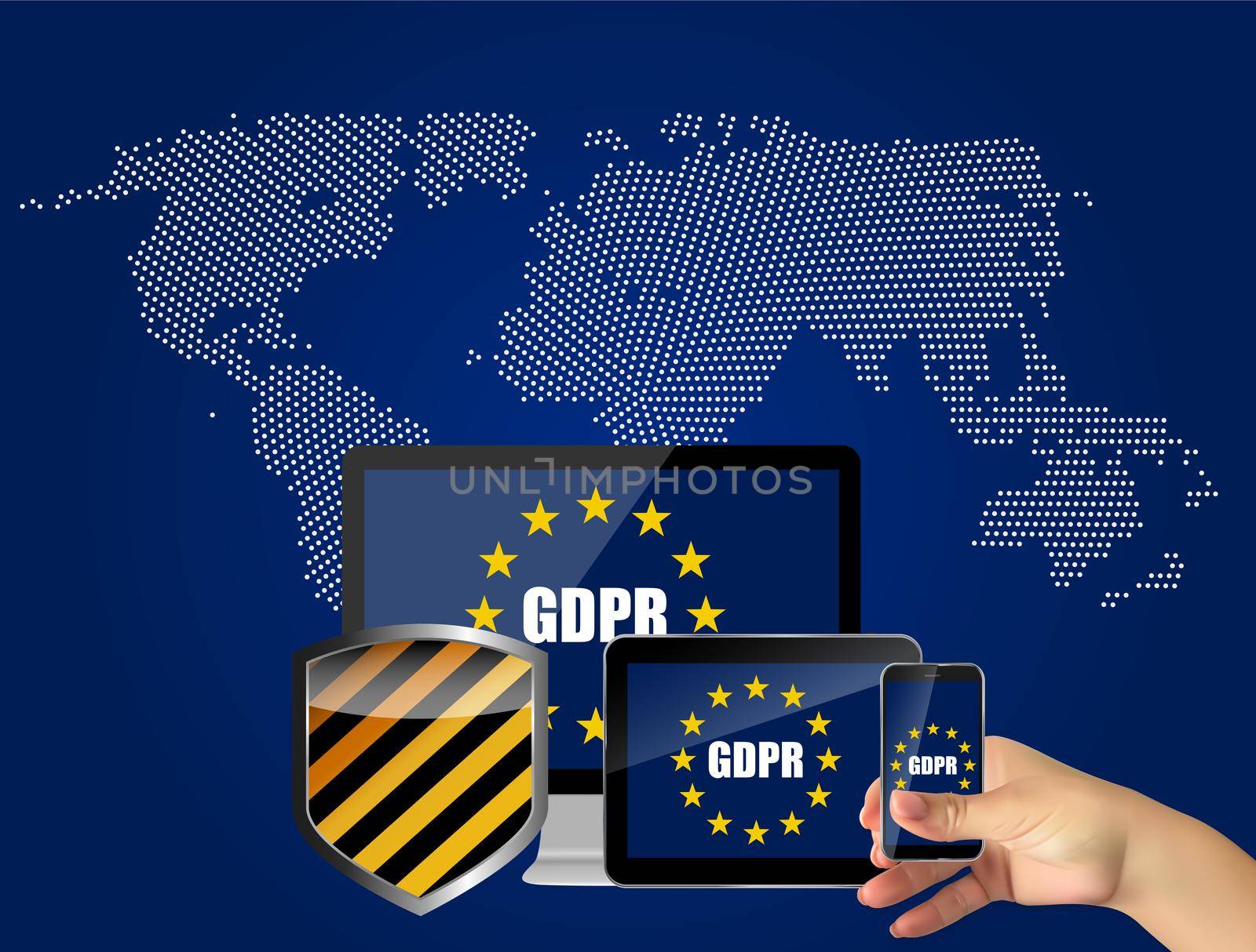 GDPR - General Data Protection Regulation Background. Vector Illustration by yganko