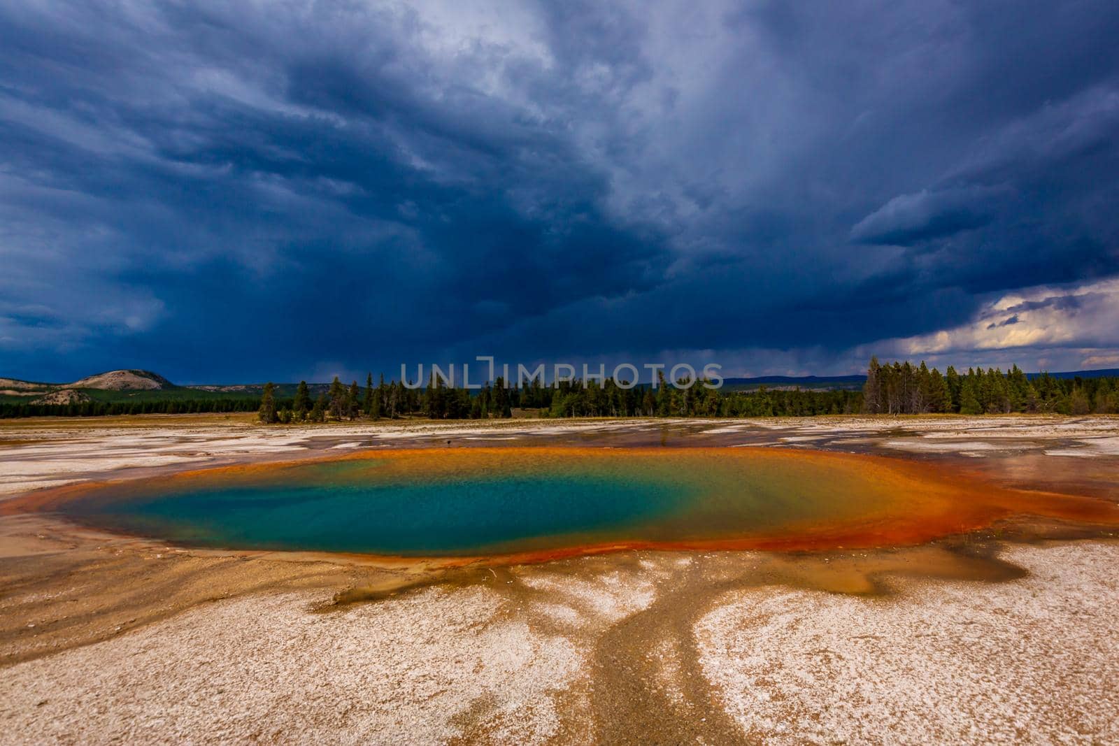 Turquoise Pool is a hot spring in the Midway Geyser Basin of Yellowstone National Park