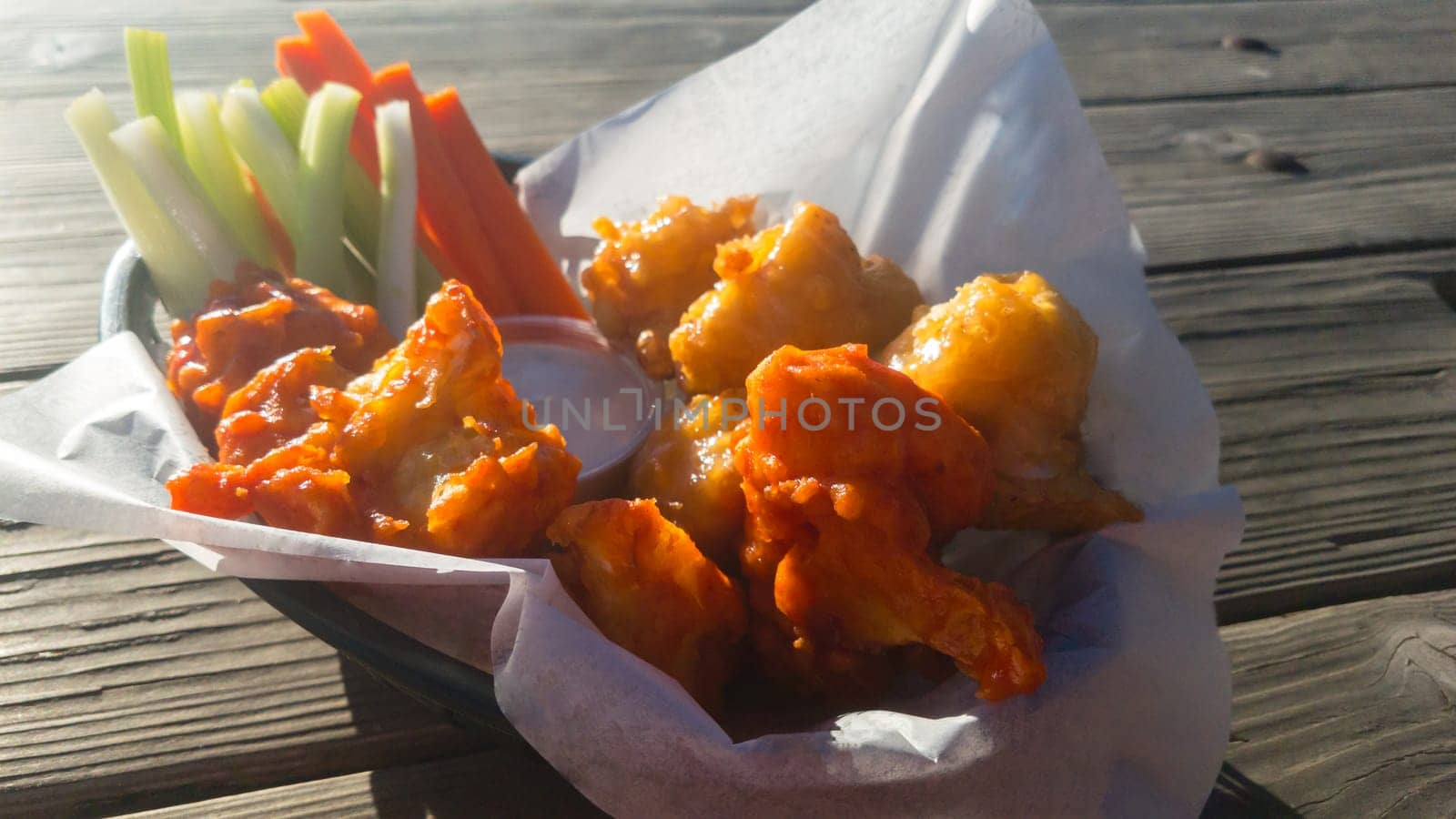 Vegan Cauliflower Buffalo Wings With Ranch Sauce And Vegetable Sticks by RobertPB