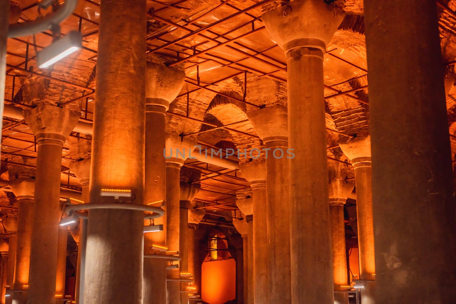 Beautiful cistern in Istanbul. Cistern - underground water reservoir build in 6th century, Istanbul, Turkey, Turkiye by galitskaya