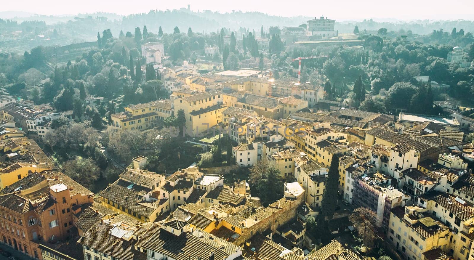 Aerial view of Florence cityscape and old italian style buildings by driver-s