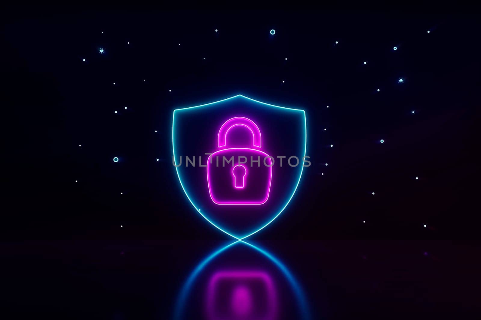 Cybersecurity Assessment icon neon sign on cyberspace background. 3d illustration.