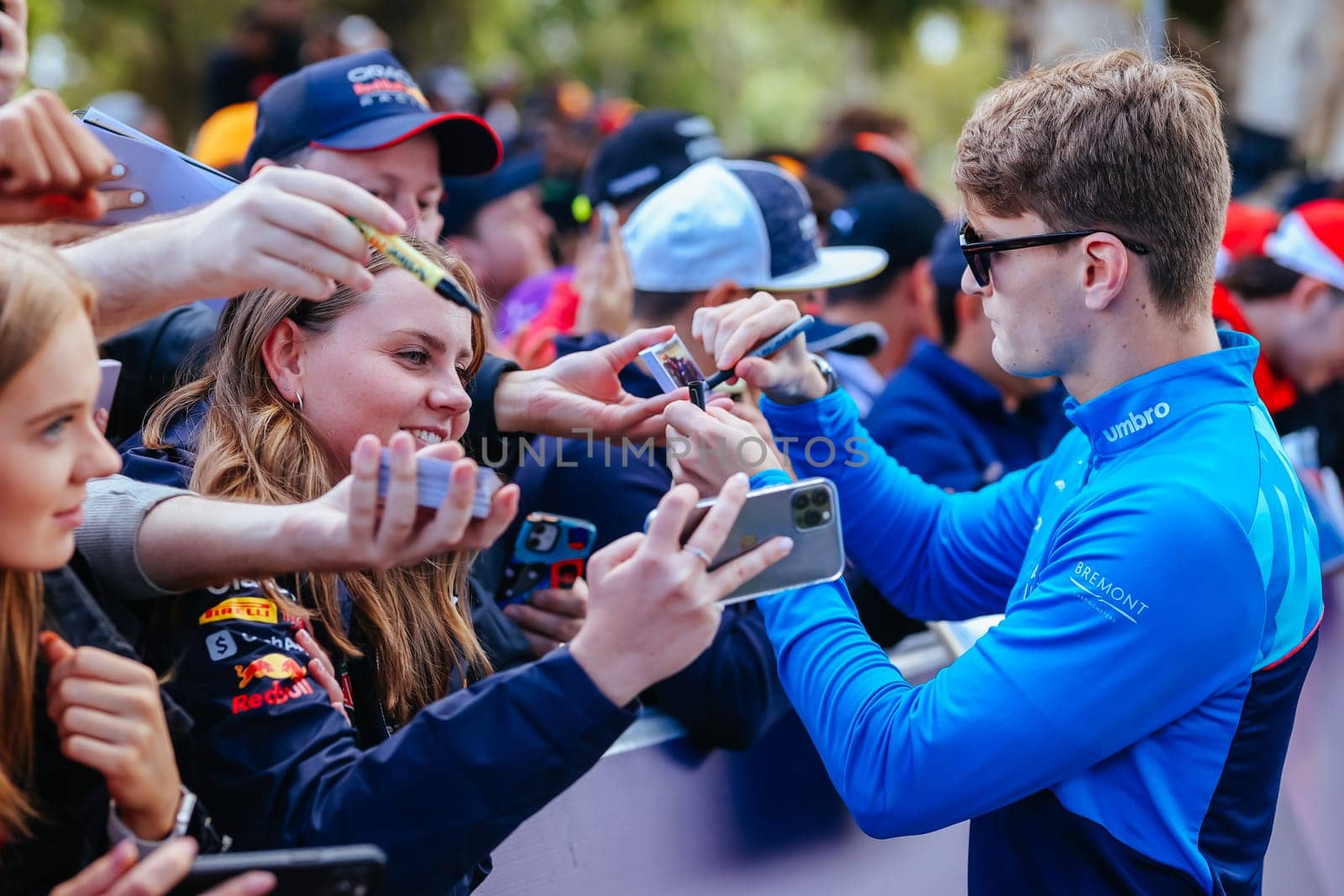 MELBOURNE, AUSTRALIA - MARCH 30: Logan Sargeant of the United States meets fans at the 2023 Australian Formula 1 Grand Prix on 30th March 2023