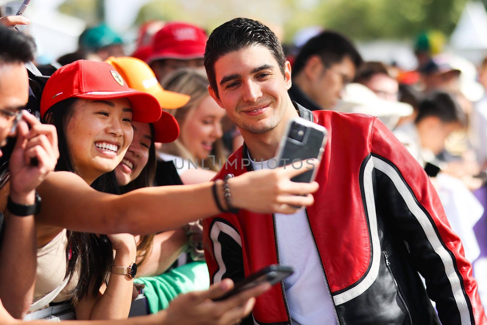 MELBOURNE, AUSTRALIA - MARCH 30: Esteban Ocon of France meets fans at the 2023 Australian Formula 1 Grand Prix on 30th March 2023