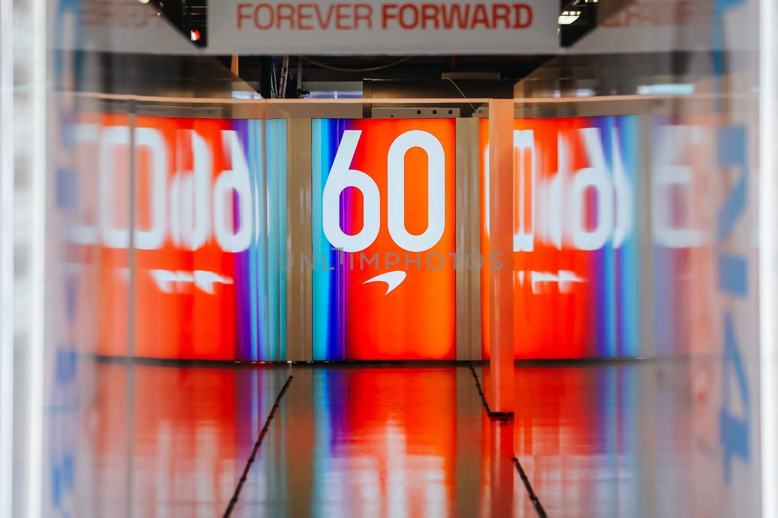 MELBOURNE, AUSTRALIA - MARCH 30: McLaren Formula 1 Team garage at the 2023 Australian Formula 1 Grand Prix on 30th March 2023