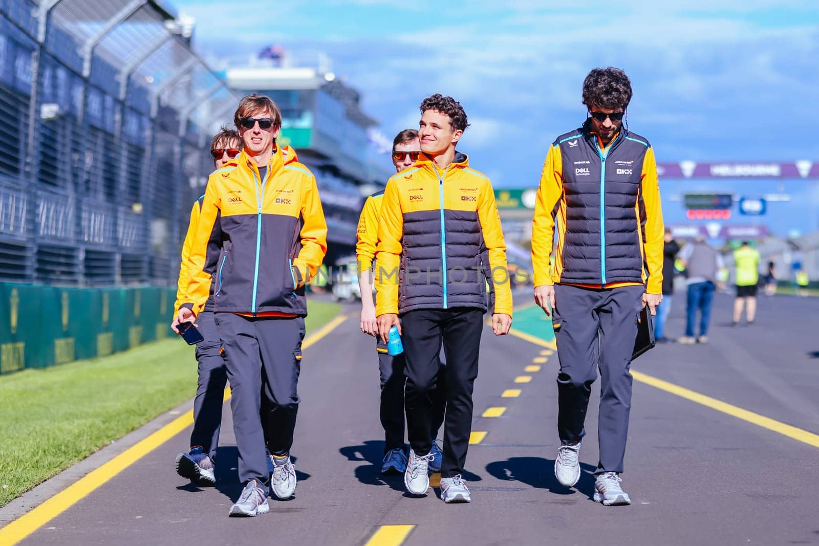 MELBOURNE, AUSTRALIA - MARCH 29: Lando Norris of Great Britain inspecting the circuit before the 2023 Australian Formula 1 Grand Prix on 29th March 2023