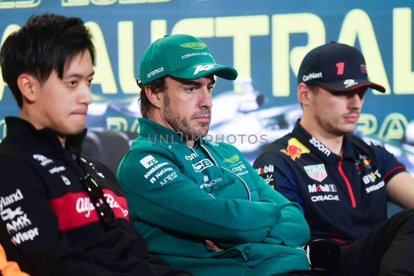 MELBOURNE, AUSTRALIA - MARCH 30: Fernando Alonso of Spain during a press conference at the 2023 Australian Formula 1 Grand Prix on 30th March 2023