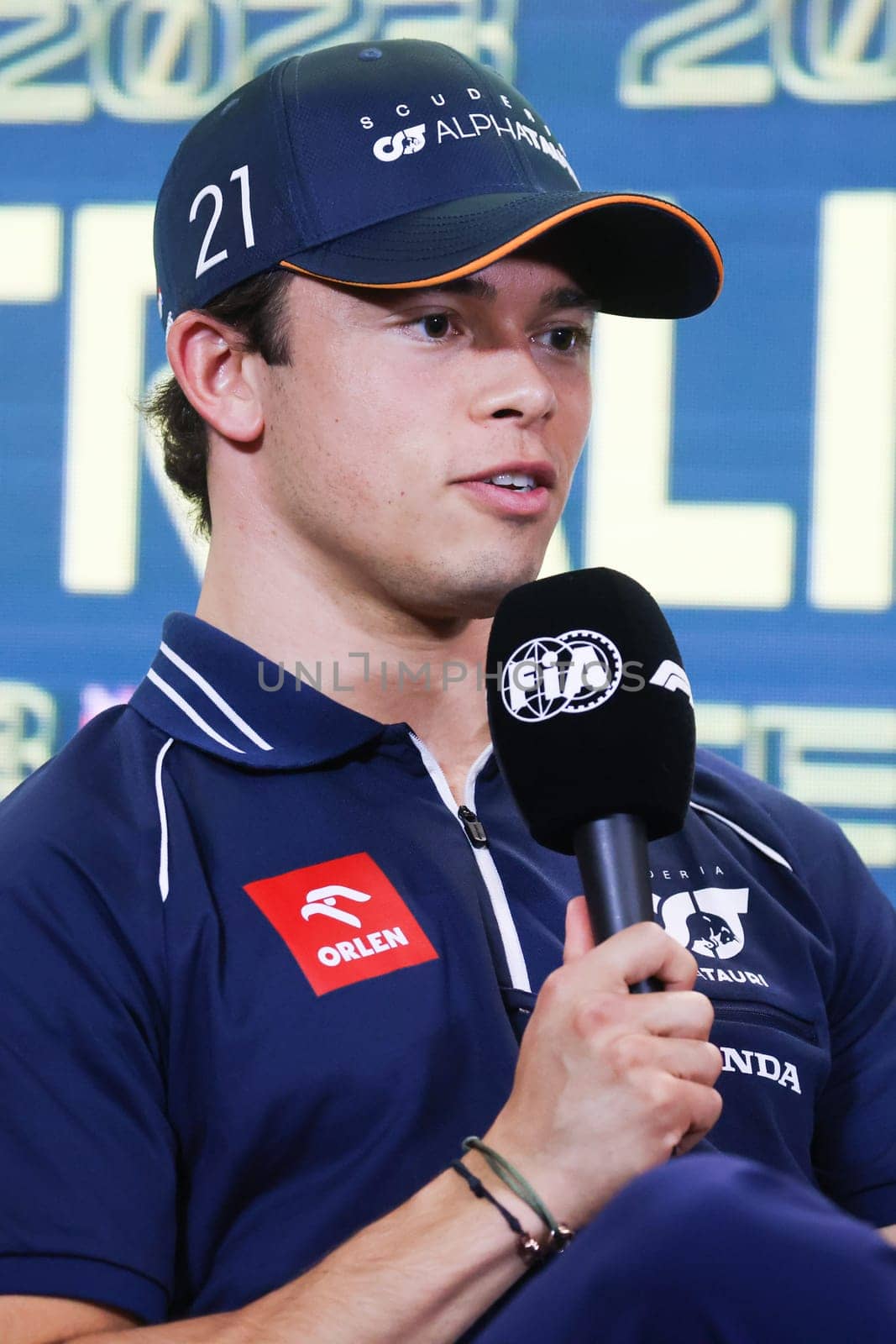 MELBOURNE, AUSTRALIA - MARCH 30: Nyck De Vries of the Netherlands during a press conference at the 2023 Australian Formula 1 Grand Prix on 30th March 2023