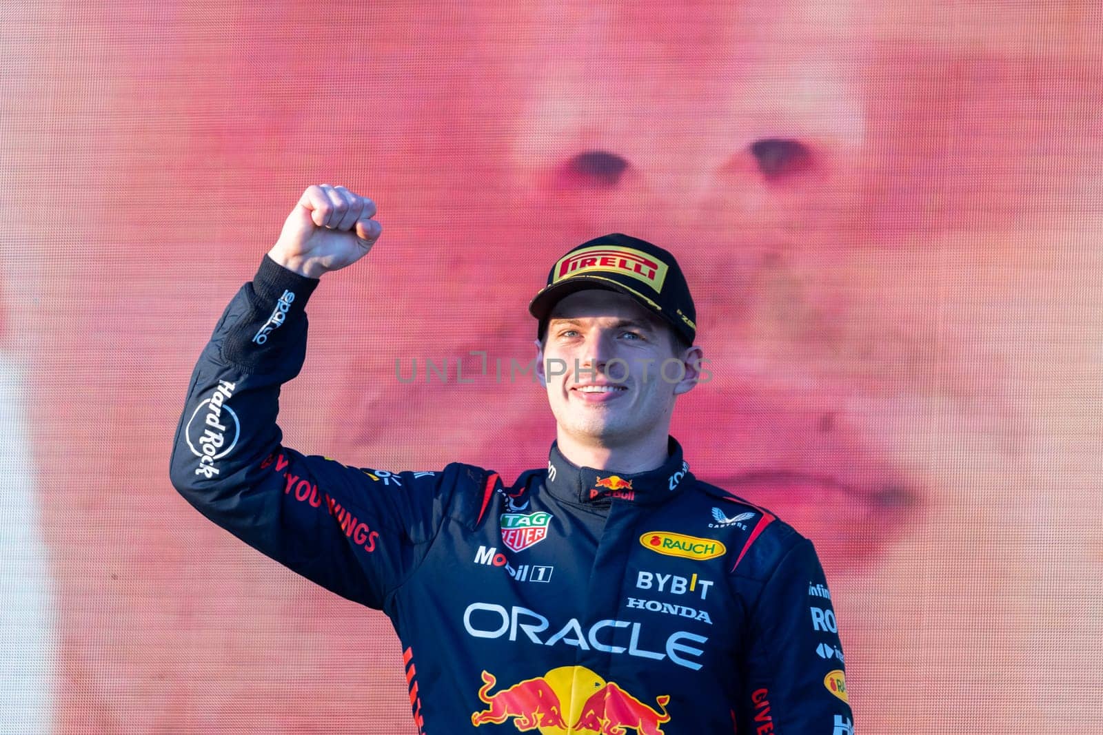 MELBOURNE, AUSTRALIA - APRIL 2: Max Verstappen of the Netherlands celebrates winning with his Oracle Red Bull Racing RB19 on race day during the 2023 Australian Grand Prix at Albert Park on April 2, 2023 in Melbourne, Australia.