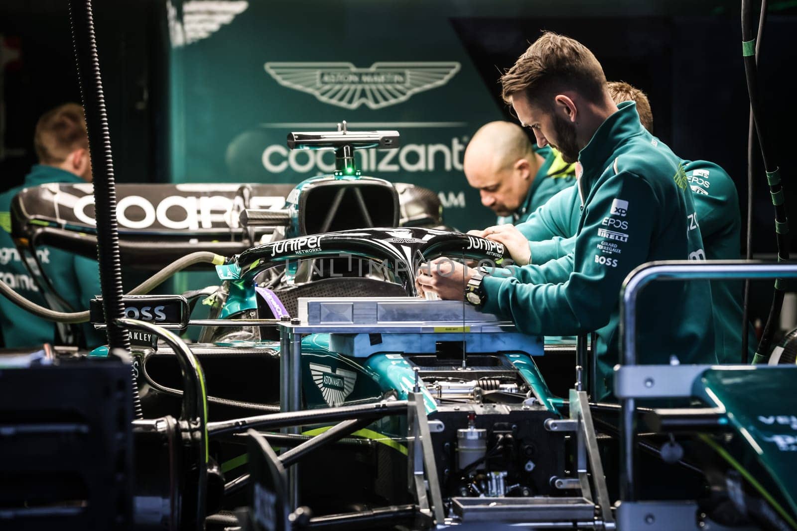MELBOURNE, AUSTRALIA - MARCH 30: Aston Martin Aramco Cognizant Formula One Team at the 2023 Australian Formula 1 Grand Prix on 30th March 2023