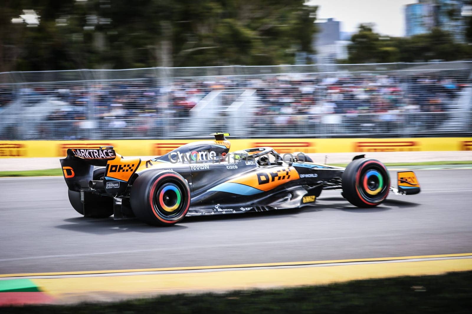 MELBOURNE, AUSTRALIA - MARCH 31: Lando Norris of Great Britain drives the McLaren MCL36 during practice in the 2023 Australian Grand Prix at Albert Park in Melbourne, Australia