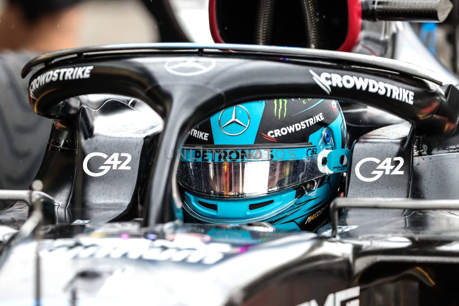 MELBOURNE, AUSTRALIA - MARCH 31: George Russell of Great Britain drives the Mercedes AMG Petronas F1 Team W13 during practice in the 2023 Australian Grand Prix at Albert Park in Melbourne, Australia