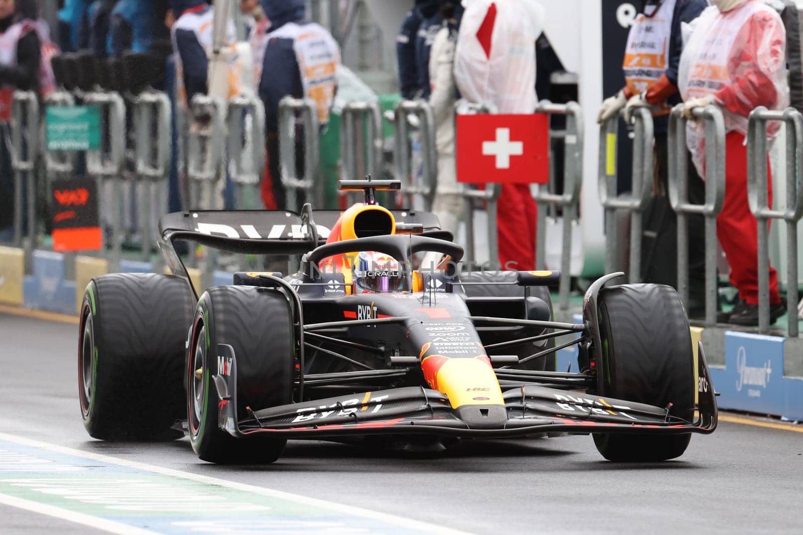 MELBOURNE, AUSTRALIA - MARCH 31: Max Verstappen of the Netherlands drives the Oracle Red Bull Racing RB19 during practice in the 2023 Australian Grand Prix at Albert Park in Melbourne, Australia