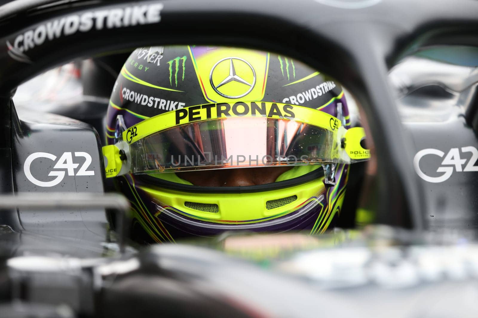 MELBOURNE, AUSTRALIA - MARCH 31: Lewis Hamilton of Great Britain drives the Mercedes AMG Petronas F1 Team W13 during practice in the 2023 Australian Grand Prix at Albert Park in Melbourne, Australia