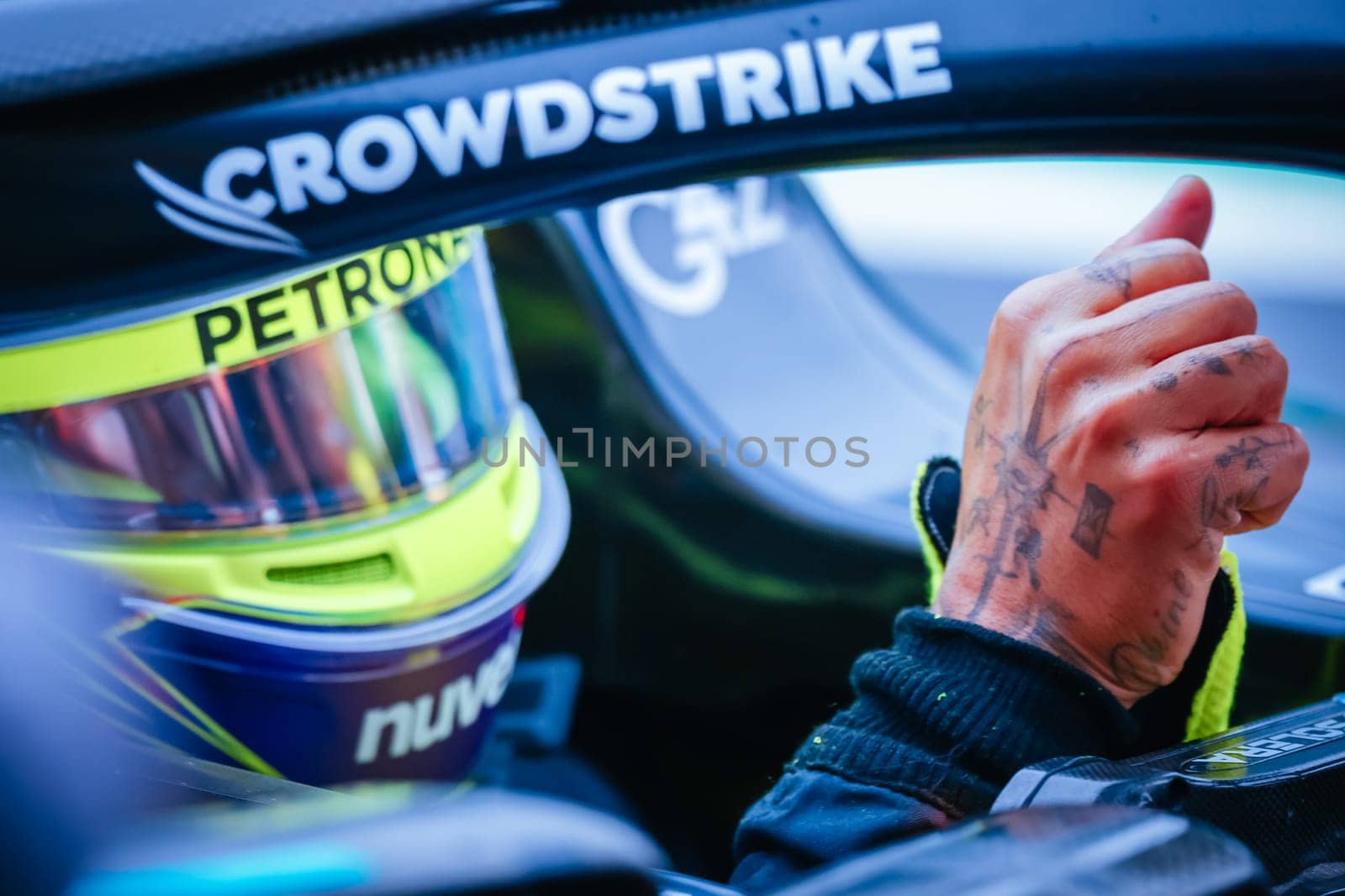 MELBOURNE, AUSTRALIA - MARCH 31: Lewis Hamilton of Great Britain drives the Mercedes AMG Petronas F1 Team W13 during practice in the 2023 Australian Grand Prix at Albert Park in Melbourne, Australia