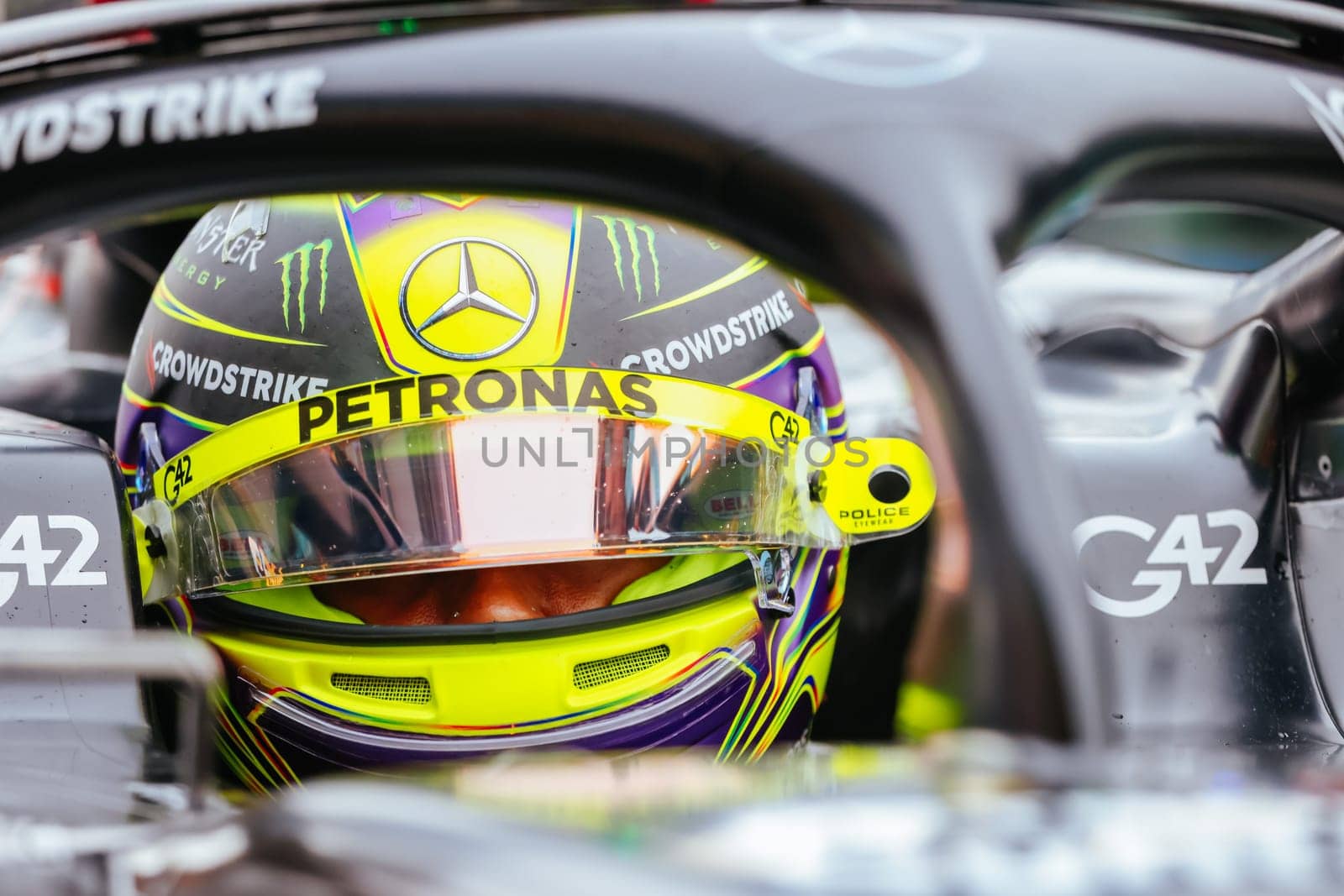 MELBOURNE, AUSTRALIA - MARCH 31: Lewis Hamilton of Great Britain drives the Mercedes AMG Petronas F1 Team W13 during practice in the 2023 Australian Grand Prix at Albert Park in Melbourne, Australia