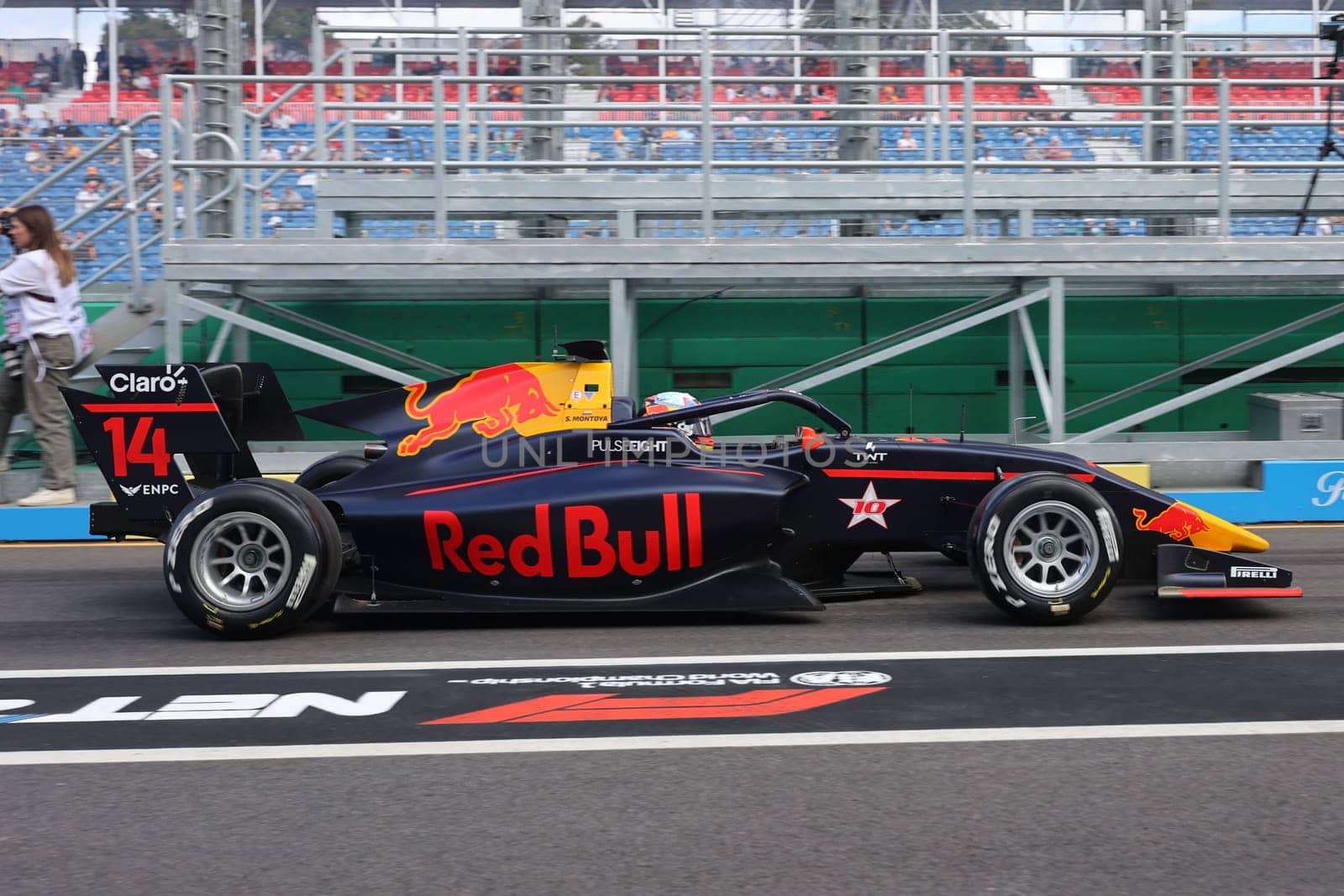 MELBOURNE, AUSTRALIA - MARCH 31: F3 racer Sebastián Montoya of Hitech Pulse-Eight at the 2023 Australian Formula 1 Grand Prix on 31st March 2023