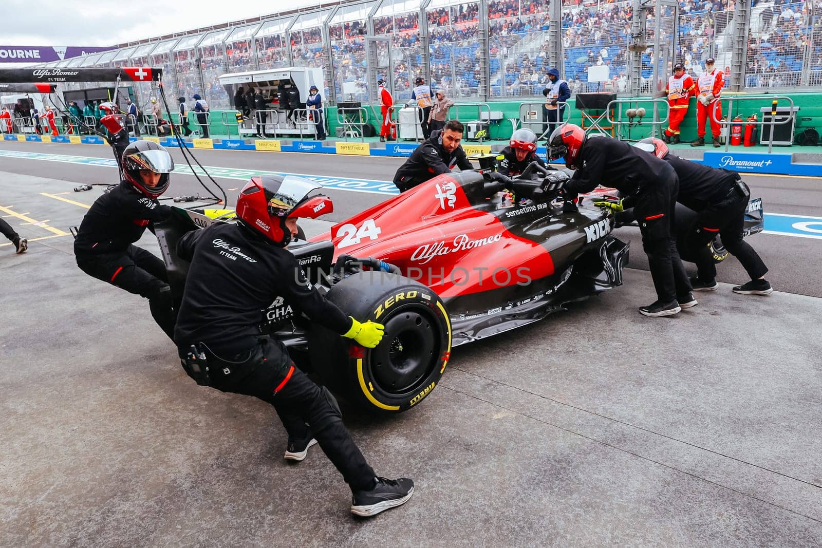 MELBOURNE, AUSTRALIA - MARCH 31: Zhou Guanyu of China drives the Alfa Romeo F1 C43 Ferrari at the 2023 Australian Formula 1 Grand Prix on 31st March 2023
